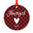 Custom Family Metal Christmas Ornament, Country Lumberjack Buffalo Red Plaid, Includes Ribbon and Gift Bag, Design 1-Set of 1-Andaz Press-Mom Dad-