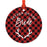 Custom Family Metal Christmas Ornament, Country Lumberjack Buffalo Red Plaid, Includes Ribbon and Gift Bag, Design 1-Set of 1-Andaz Press-Father Bride-