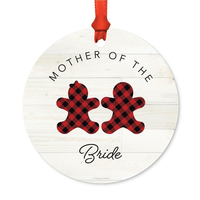 Custom Family Metal Christmas Ornament, Our First Christmas, Lumberjack Buffalo Red Plaid, Year-Set of 1-Andaz Press-Mother Bride-