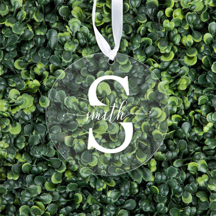 Custom Family Round Clear Acrylic Christmas Tree Ornament Keepsake-Set of 1-Andaz Press-Name-