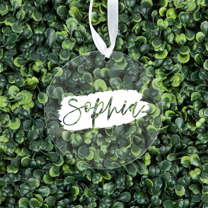 Custom Family Round Clear Acrylic Christmas Tree Ornament Keepsake-Set of 1-Andaz Press-Name-