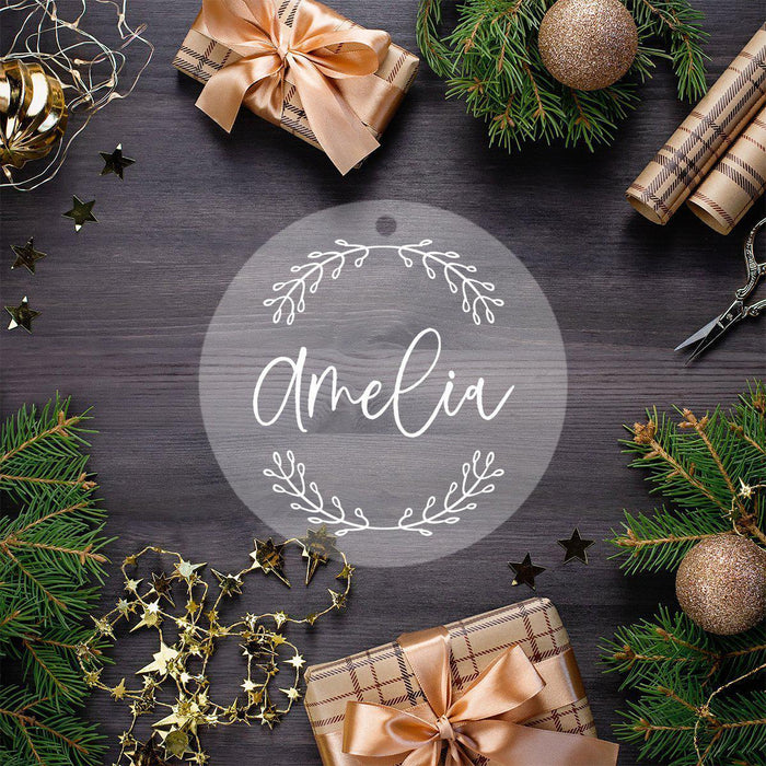 Custom Family Round Clear Acrylic Christmas Tree Ornament Keepsake-Set of 1-Andaz Press-Name-