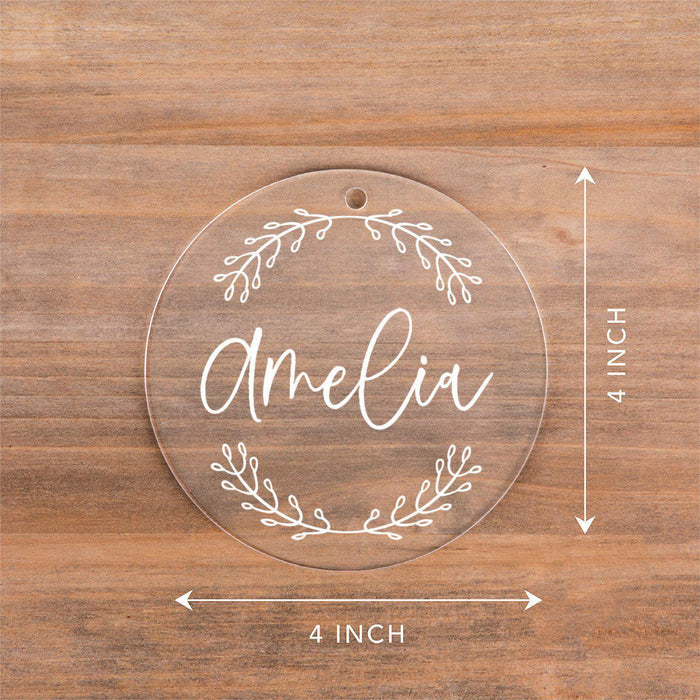 Custom Family Round Clear Acrylic Christmas Tree Ornament Keepsake-Set of 1-Andaz Press-Name-