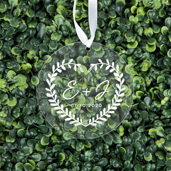 Custom Family Round Clear Acrylic Christmas Tree Ornament Keepsake-Set of 1-Andaz Press-Initial Monogram-