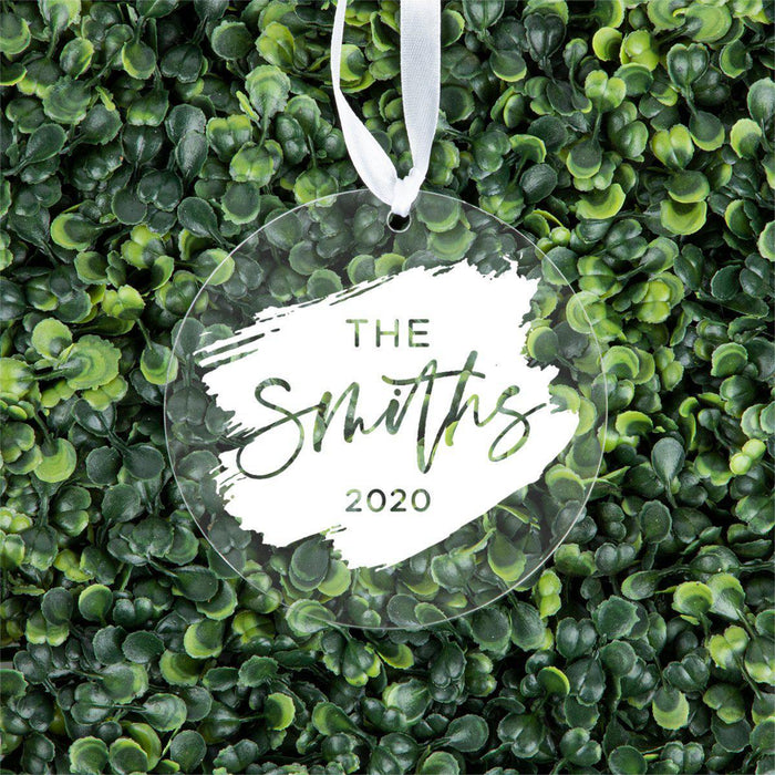 Custom Family Round Clear Acrylic Christmas Tree Ornament Keepsake-Set of 1-Andaz Press-Last Name-