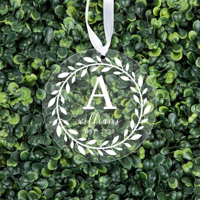Custom Family Round Clear Acrylic Christmas Tree Ornament Keepsake-Set of 1-Andaz Press-Letter-