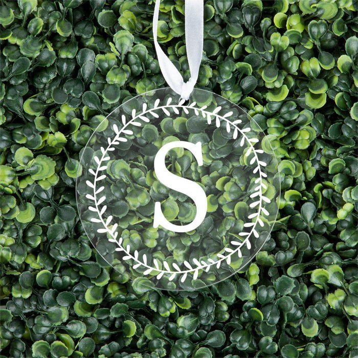 Custom Family Round Clear Acrylic Christmas Tree Ornament Keepsake-Set of 1-Andaz Press-Monogram-