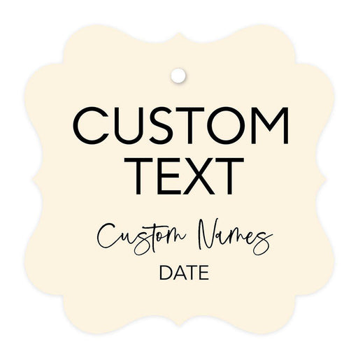 Custom Fancy Frame Favor Tags, Thank you Hang Tags for Wedding, Bridal Shower, Baby Shower Party Favors-Set of 96-Andaz Press-Vintage Ivory-