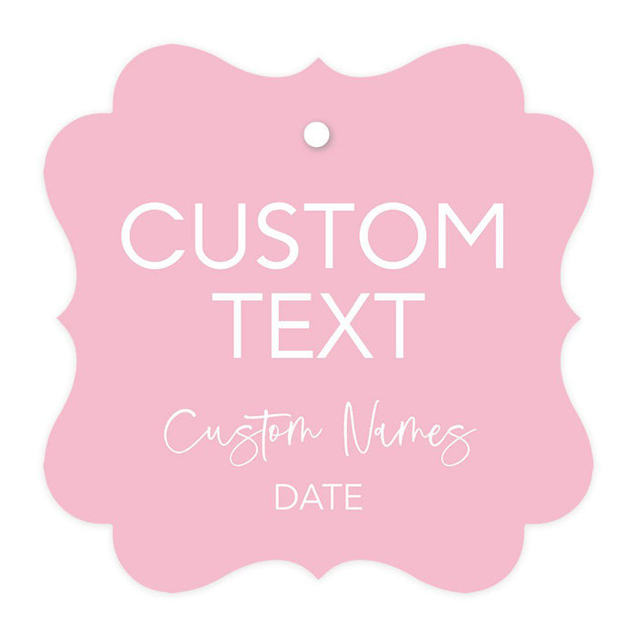 Custom Fancy Frame Favor Tags, Thank you Hang Tags for Wedding, Bridal Shower, Baby Shower Party Favors-Set of 96-Andaz Press-Blush Pink-