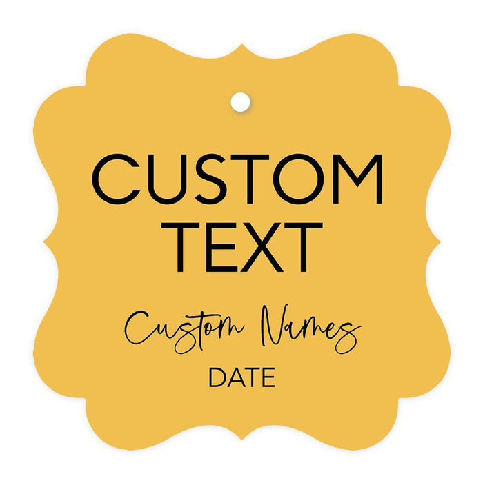 Custom Fancy Frame Favor Tags, Thank you Hang Tags for Wedding, Bridal Shower, Baby Shower Party Favors-Set of 96-Andaz Press-Deep Yellow-
