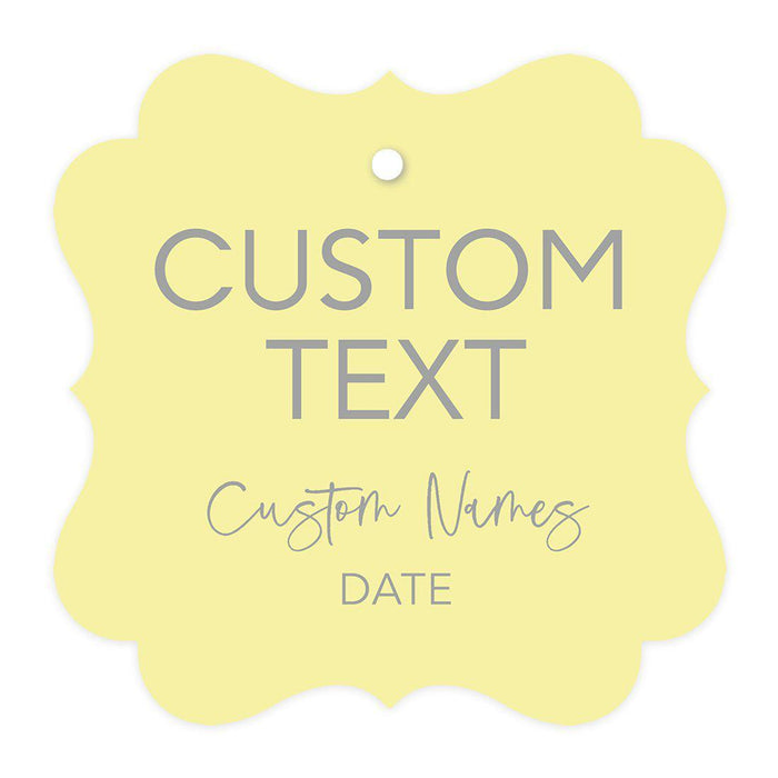Custom Fancy Frame Favor Tags, Thank you Hang Tags for Wedding, Bridal Shower, Baby Shower Party Favors-Set of 96-Andaz Press-Light Yellow-