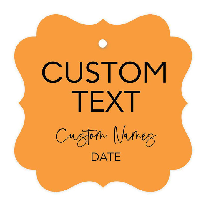 Custom Fancy Frame Favor Tags, Thank you Hang Tags for Wedding, Bridal Shower, Baby Shower Party Favors-Set of 96-Andaz Press-Orange-