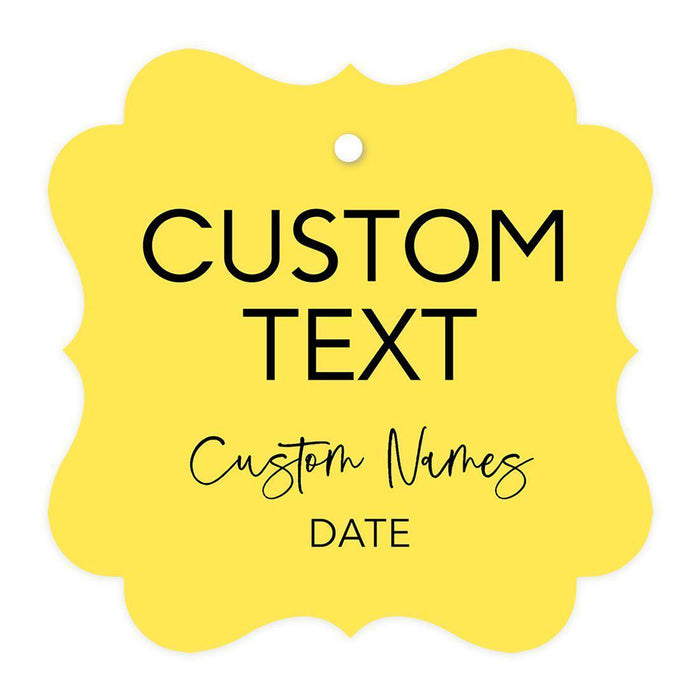 Custom Fancy Frame Favor Tags, Thank you Hang Tags for Wedding, Bridal Shower, Baby Shower Party Favors-Set of 96-Andaz Press-Yellow-