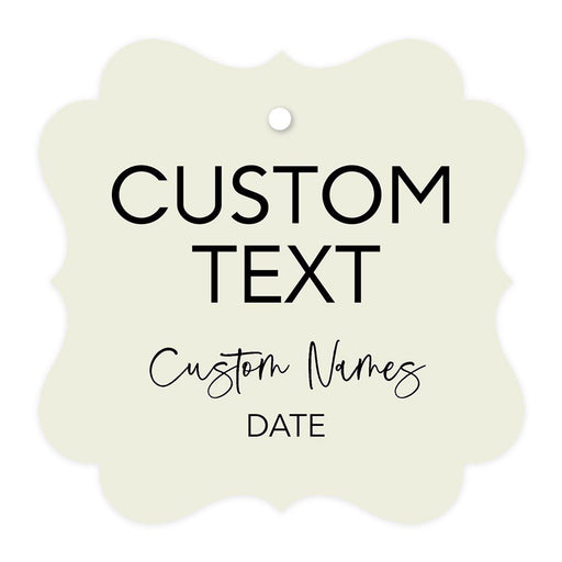 Custom Fancy Frame Favor Tags, Thank you Hang Tags for Wedding, Bridal Shower, Baby Shower Party Favors-Set of 96-Andaz Press-Vintage Ivory-