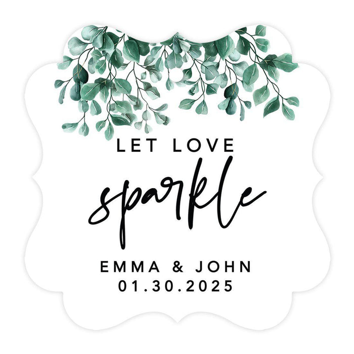 Custom Fancy Frame Let Love Sparkle Paper Tags, Hang Tags For Wedding Sparklers, Design 1-Set of 96-Andaz Press-Greenery Branches-