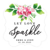 Custom Fancy Frame Let Love Sparkle Paper Tags, Hang Tags For Wedding Sparklers, Design 2-Set of 96-Andaz Press-Watercolor Fuchsia Blooms-
