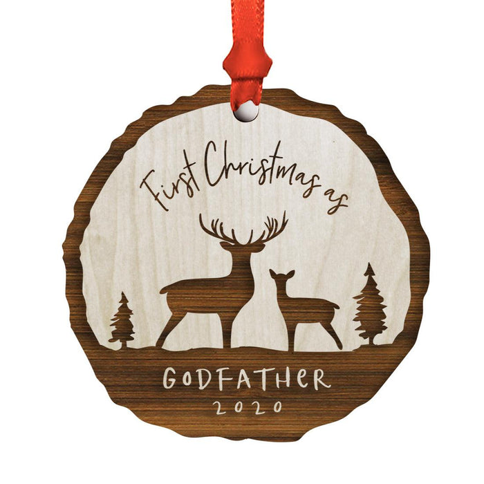 Custom First Christmas as a Family Engraved Real Natural Wood Ornament-Set of 1-Andaz Press-Family of Three-