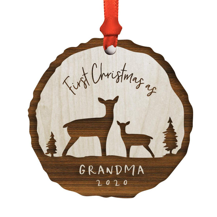 Custom First Christmas as a Family Engraved Real Natural Wood Ornament-Set of 1-Andaz Press-Family of Three-