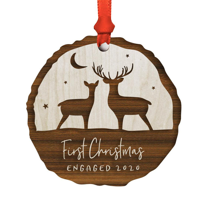 Custom First Christmas as a Family Engraved Real Natural Wood Ornament-Set of 1-Andaz Press-Engaged-