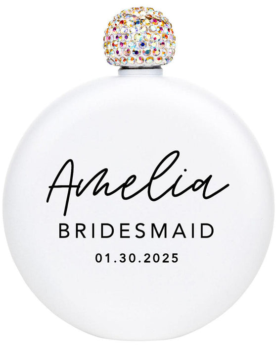 Custom Flask for Women Custom 5oz Stainless Steel Flask with Rhinestone Lid Cap-Set of 1-Andaz Press-Modern Custom Name-