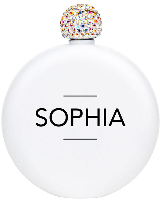 Custom Flask for Women Custom 5oz Stainless Steel Flask with Rhinestone Lid Cap-Set of 1-Andaz Press-Classic Custom Name-