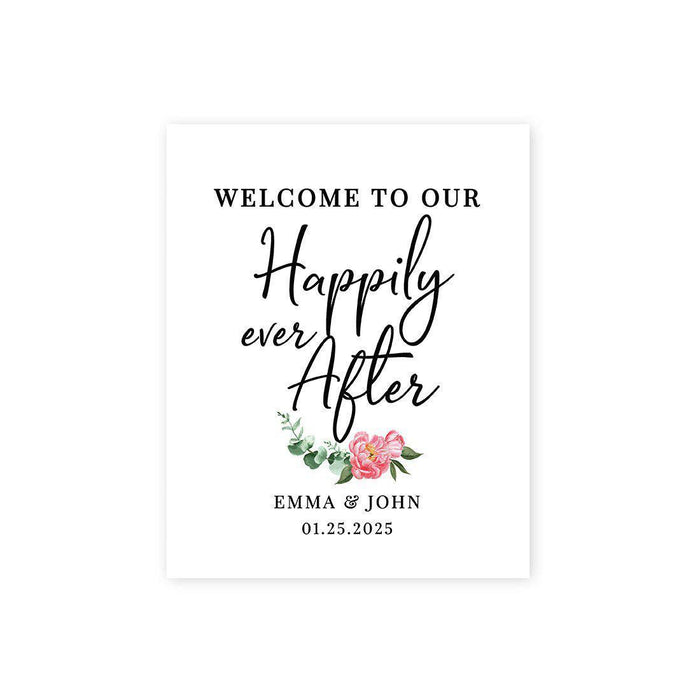 Custom Floral Canvas Wedding Guestbook Welcome Signs-Set of 1-Andaz Press-Modern Geometric Floral Hexagon Frame-