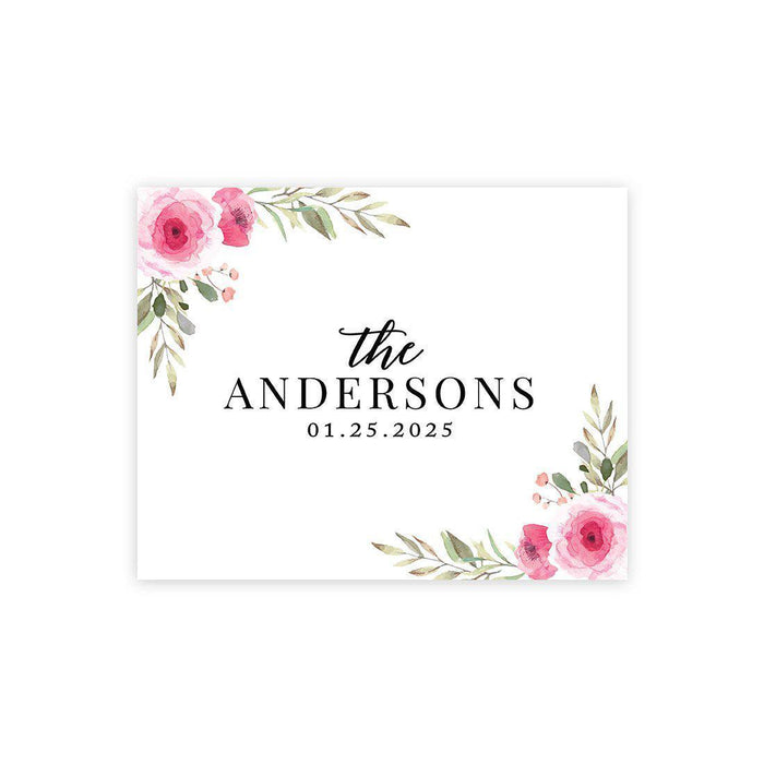 Custom Floral Canvas Wedding Guestbook Welcome Signs-Set of 1-Andaz Press-Modern Geometric Floral Hexagon Frame-
