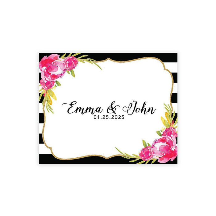 Custom Floral Canvas Wedding Guestbook Welcome Signs-Set of 1-Andaz Press-Modern Geometric Floral Hexagon Frame-