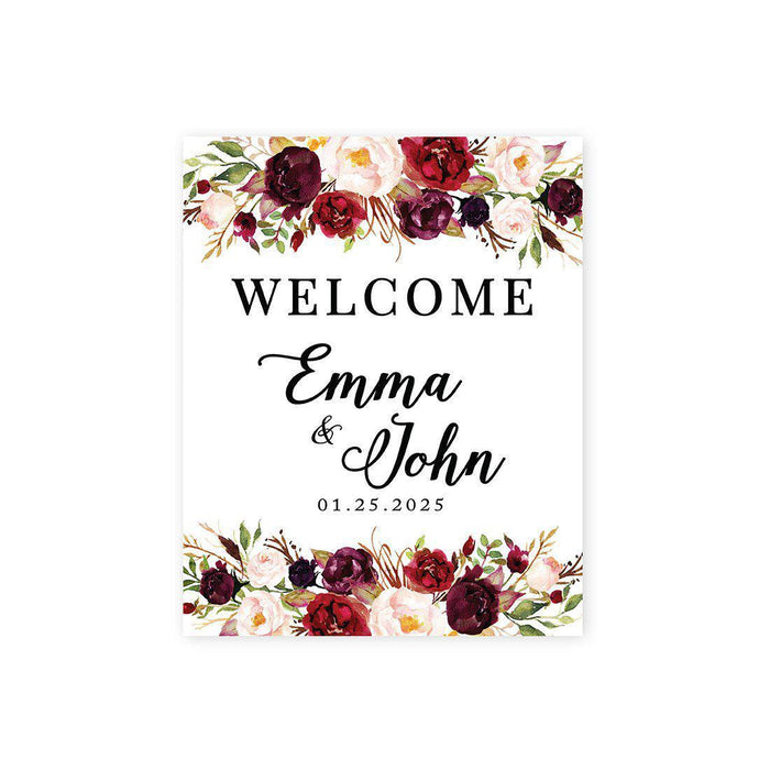 Custom Floral Canvas Wedding Guestbook Welcome Signs-Set of 1-Andaz Press-Modern Geometric Floral Hexagon Frame-