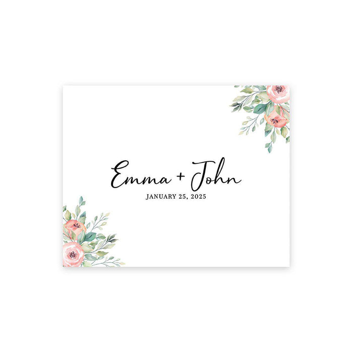 Custom Floral Canvas Wedding Guestbook Welcome Signs-Set of 1-Andaz Press-Modern Geometric Floral Hexagon Frame-