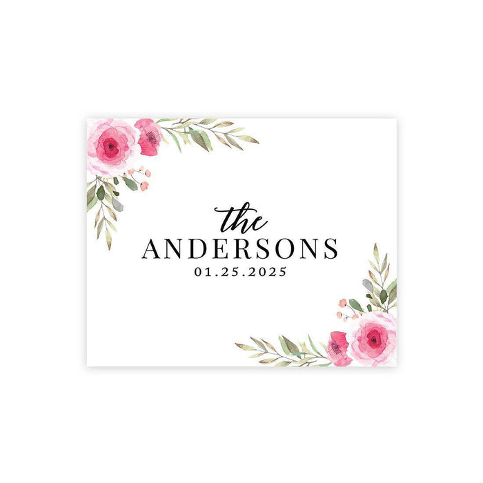 Custom Floral Canvas Wedding Guestbook Welcome Signs-Set of 1-Andaz Press-Pink Watercolor Florals-