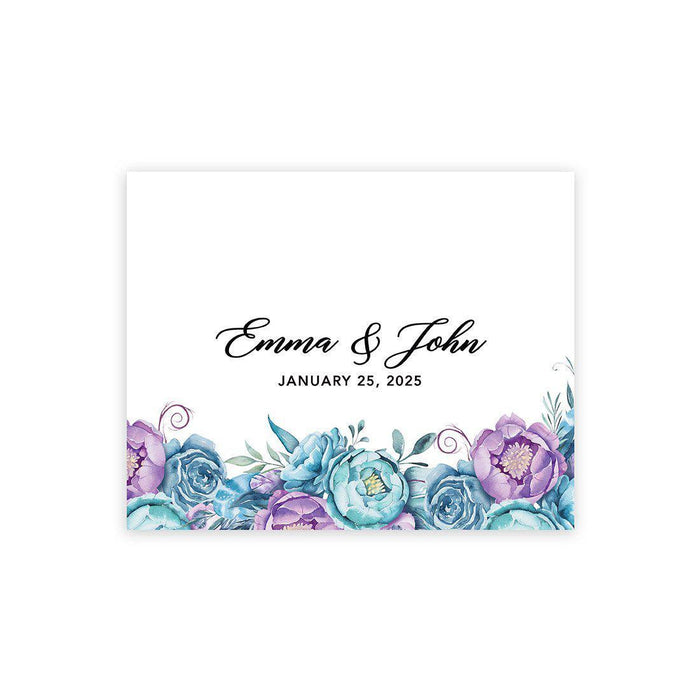 Custom Floral Canvas Wedding Guestbook Welcome Signs-Set of 1-Andaz Press-Purple & Blue Floral Peonies-