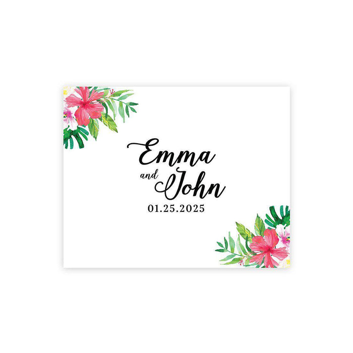 Custom Floral Canvas Wedding Guestbook Welcome Signs-Set of 1-Andaz Press-Tropical Watercolor Floral-