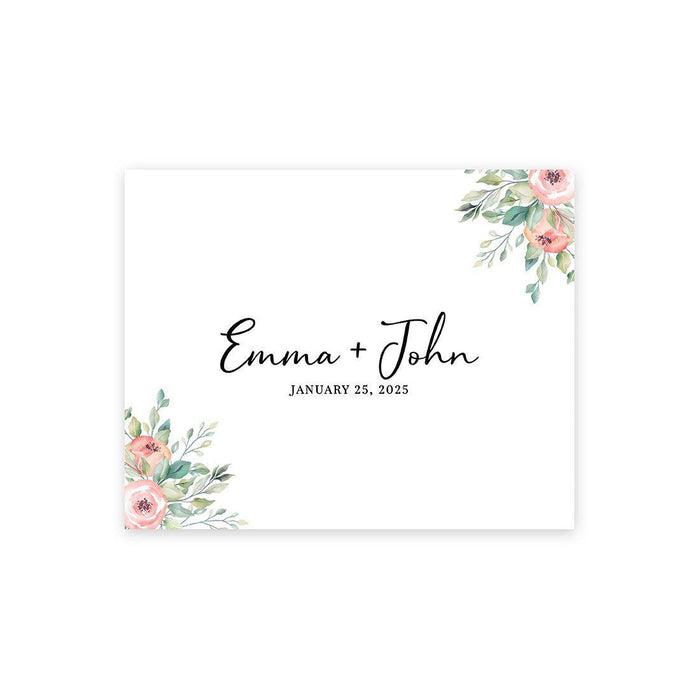 Custom Floral Canvas Wedding Guestbook Welcome Signs-Set of 1-Andaz Press-Watercolor Peonies with Greenery-