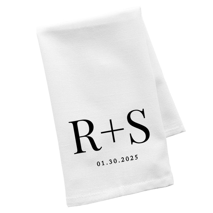 Custom Flour Sack Tea Towels, Kitchen Gifts for Mom, Daughter, Couples, Set of 1-Set of 1-Andaz Press-Monogram EST. Year-