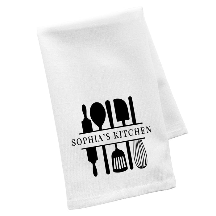 Custom Flour Sack Tea Towels, Kitchen Gifts for Mom, Daughter, Couples, Set of 1-Set of 1-Andaz Press-Custom Name Kitchen Utensils-