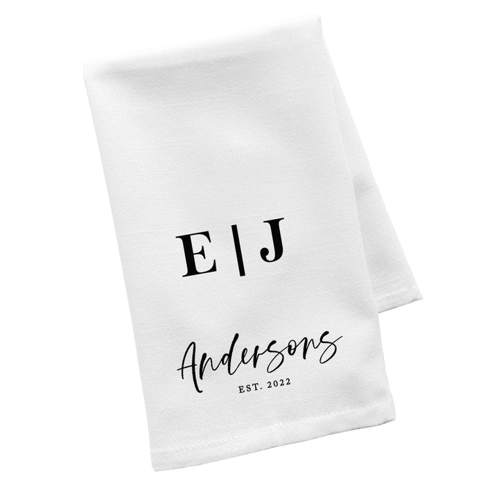 Custom Flour Sack Tea Towels, Kitchen Gifts for Mom, Daughter, Couples, Set of 1-Set of 1-Andaz Press-Modern Monogram-