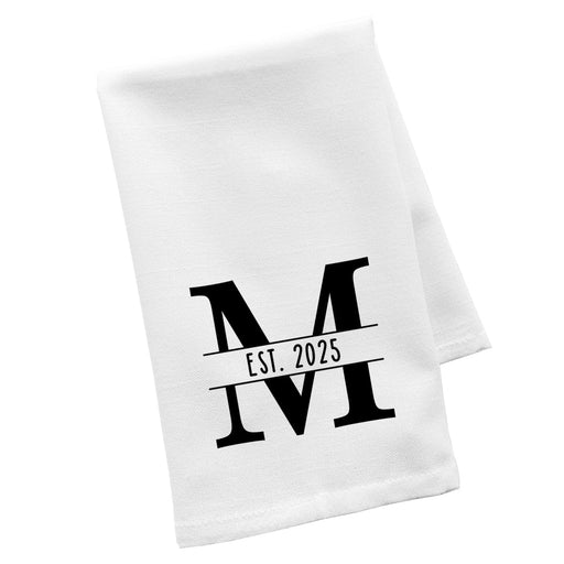 Custom Flour Sack Tea Towels, Kitchen Gifts for Mom, Daughter, Couples, Set of 1-Set of 1-Andaz Press-Monogram EST. Year-