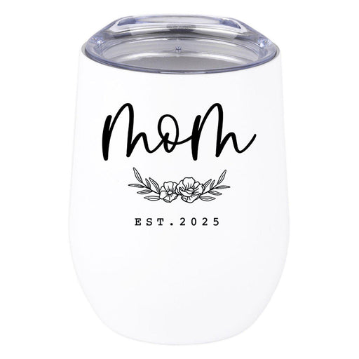 Custom Funny Mother's Day Wine Tumbler with Lid 12 Oz Stemless Stainless Steel Insulated-Set of 1-Andaz Press-Mom's Reason To Wine Custom Names-