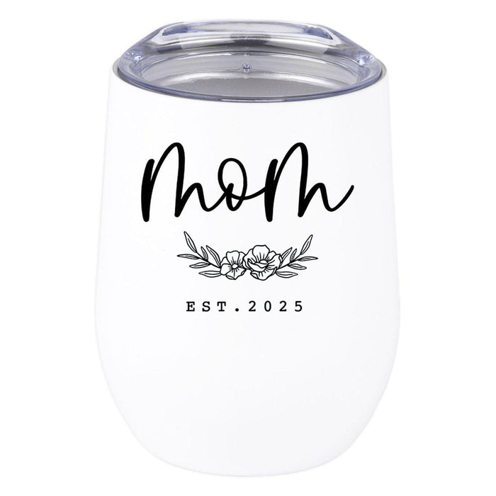 Custom Funny Mother's Day Wine Tumbler with Lid 12 Oz Stemless Stainless Steel Insulated-Set of 1-Andaz Press-Mom Custom Year-