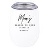 Custom Funny Mother's Day Wine Tumbler with Lid 12 Oz Stemless Stainless Steel Insulated-Set of 1-Andaz Press-Mom's Reason To Wine Custom Names-
