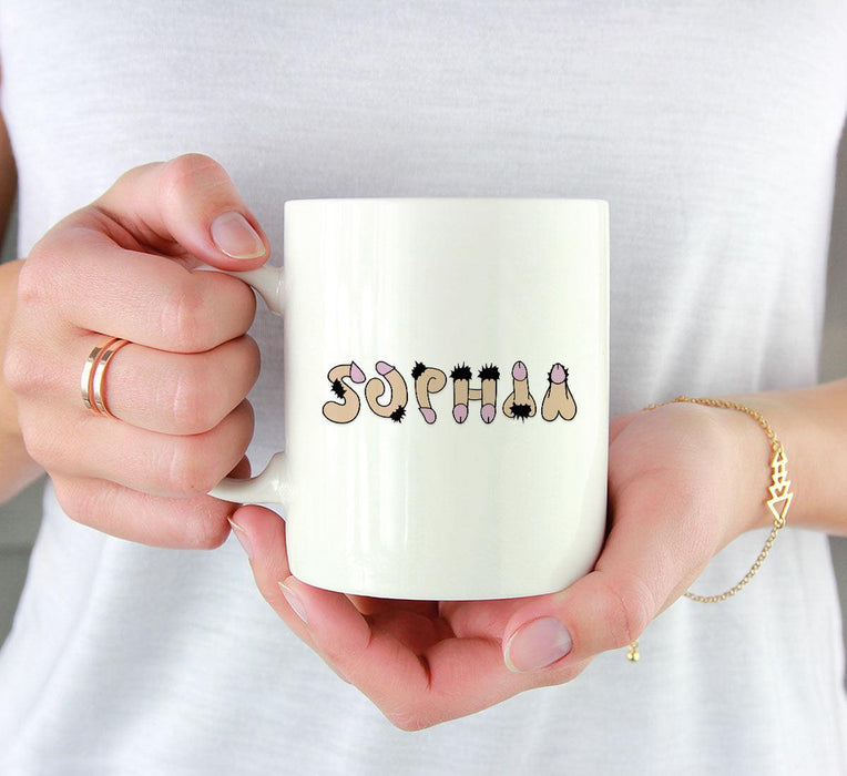 Custom Funny Penis Coffee Mug Gift – 2 Designs-Set of 1-Andaz Press-Penis Custom Name-