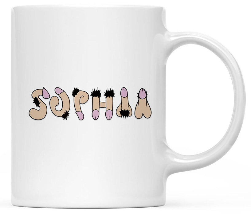 Custom Funny Penis Coffee Mug Gift – 2 Designs-Set of 1-Andaz Press-Penis Custom Name-