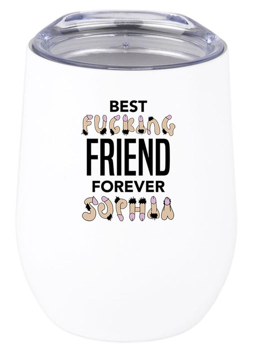 Custom Funny Penis Wine Tumbler with Lid 12oz Stemless Stainless Steel Insulated Tumbler - 2 Designs-Set of 1-Andaz Press-Penis Custom Name-