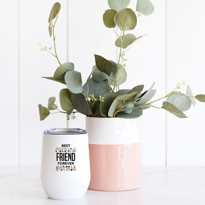 Custom Funny Penis Wine Tumbler with Lid 12oz Stemless Stainless Steel Insulated Tumbler - 2 Designs-Set of 1-Andaz Press-Penis Custom Name-