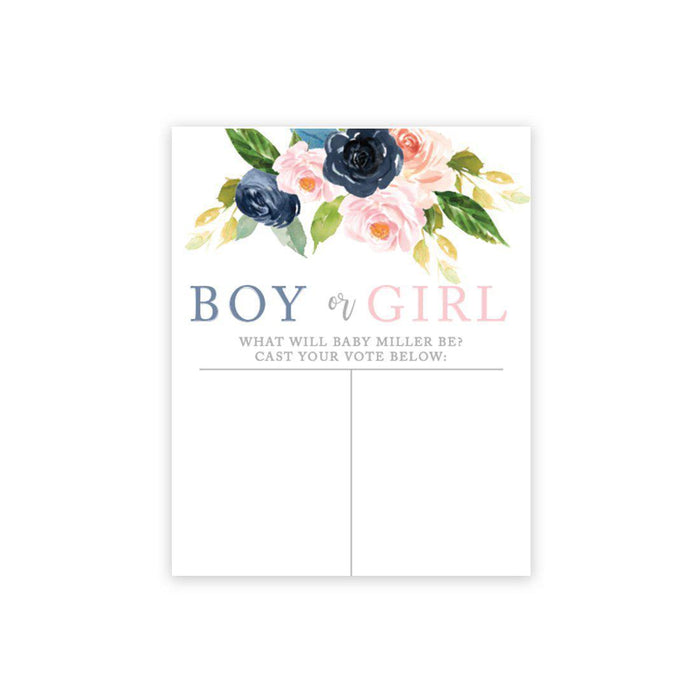 Koyal Wholesale Large Baby Shower Canvas What Will It Baby Be Cast Your Vote Sign, 16 x 20 Inches, Boy or Girl Florals, White