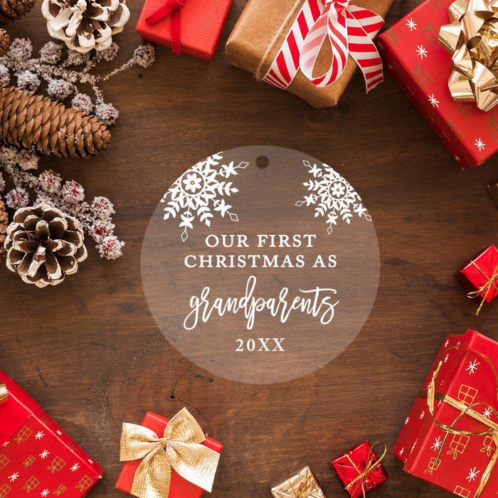 Custom Grandparents Round Clear Acrylic Christmas Ornament Keepsake-Set of 1-Andaz Press-Grandparents-
