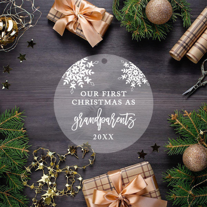 Custom Grandparents Round Clear Acrylic Christmas Ornament Keepsake-Set of 1-Andaz Press-Grandparents-
