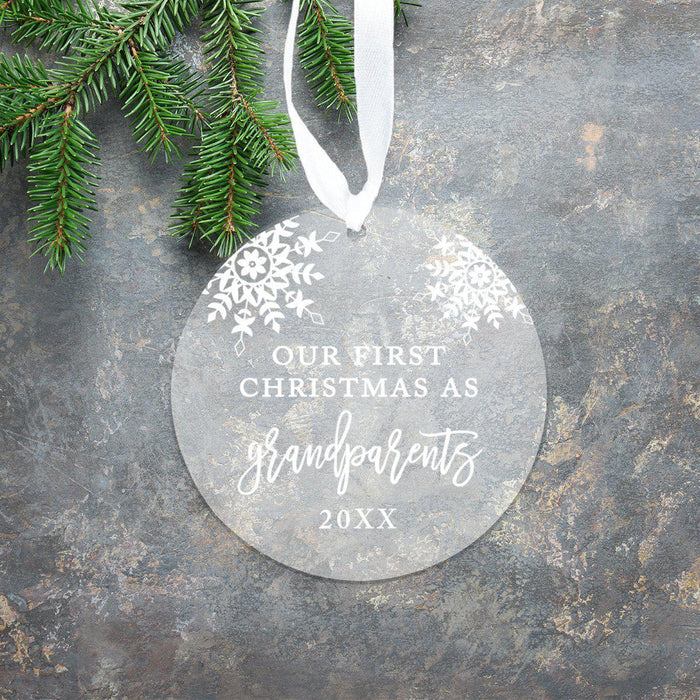 Custom Grandparents Round Clear Acrylic Christmas Ornament Keepsake-Set of 1-Andaz Press-Grandparents-