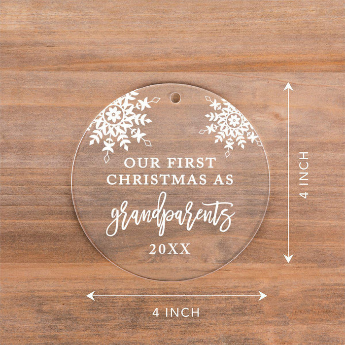 Custom Grandparents Round Clear Acrylic Christmas Ornament Keepsake-Set of 1-Andaz Press-Grandparents-